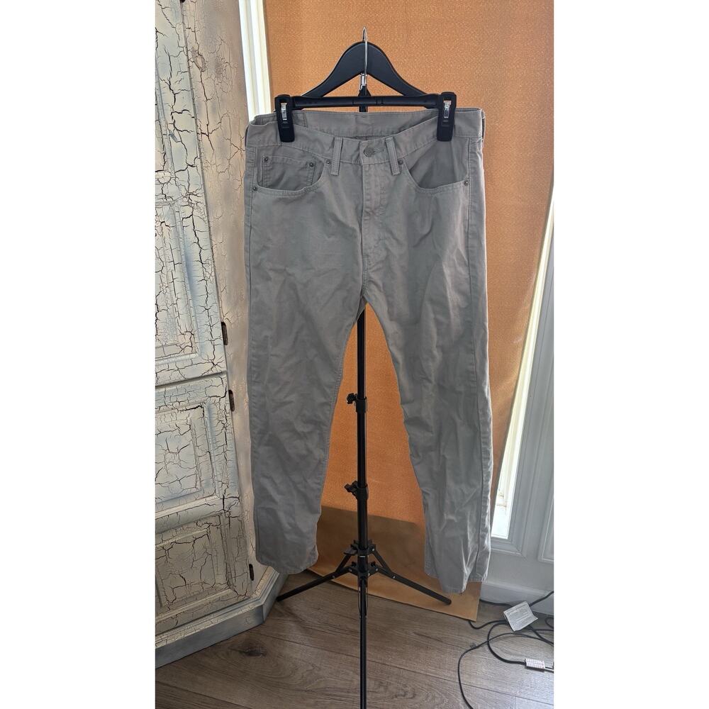 Levis 505 Jeans Mens 34x32 Beige Straight Leg 100% Cotton Denim Pants Casual - Picture 1 of 5